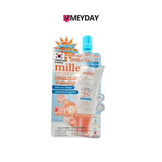 ( ยกกล่อง ) MILLE เซรั่มกันแดดวิตามิน กันแดดใหม่ซองฟ้า มิลเล่ Collagen Watery Sunscreen SPF50 PA +++ 6ซอง