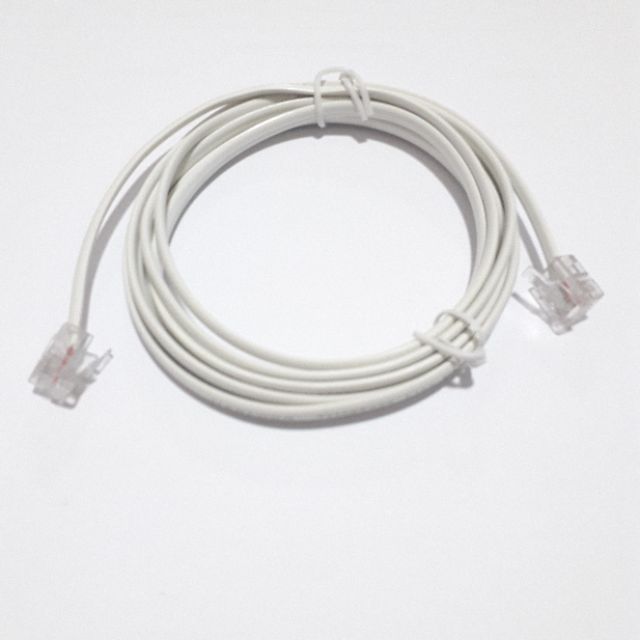 สายโทรศัพท์ RJ -11 ความเร็วสูง 4 pin  4 core ทองแดง 4 เส้น รับเต็มเมตรไม่มีขาด ไม่มีเสีย (15 เมตร -100 เมตร)  สีขาว ////