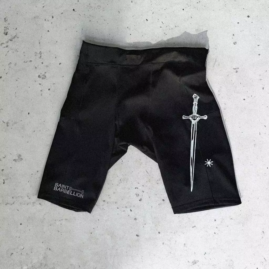 Saint Barbellion - Mens Half Tight กางเกงวิ่ง รัดรูป ขาสั้น Compression Wear