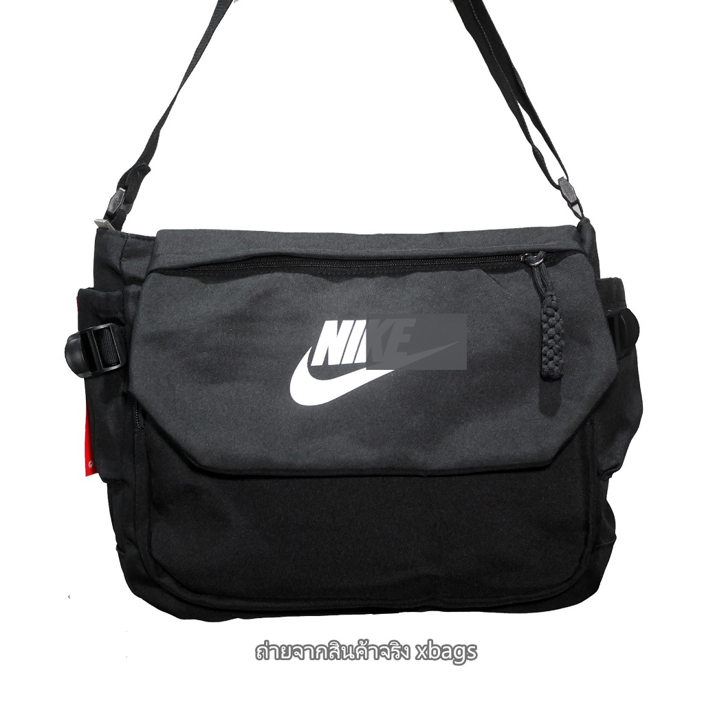 NK Messenger bags กระเป๋าสะพายข้าง ปิดฝาหน้า 2 แป็ก สกรีนโลโก้ มีช่องใส่ขวดน้ำด้านข้าง