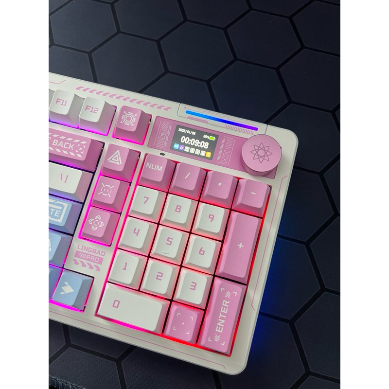 Lingbao K98PRO จอLCD คีย์บอร์ดลายอนิเมะ 3 โหมด USB/2.4G/Bluetooth แบต10000mAh RGB 14โหมดประกัน 1ปี ส่งฟรี