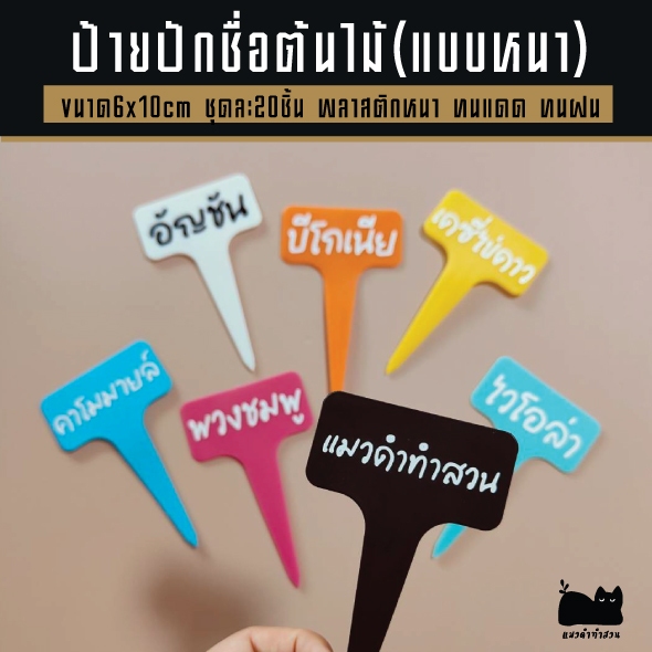 ป้ายต้นไม้ ป้ายเขียนชื่อต้นไม้แบบปัก แผ่นหนา ชุดละ 20 แผ่น ขนาด6x10cm