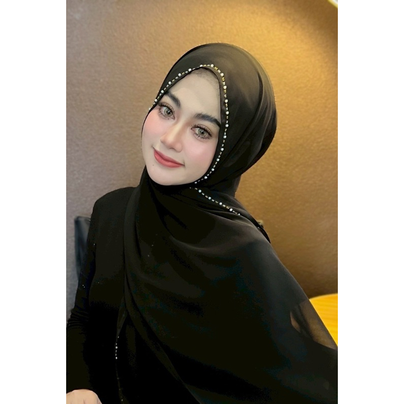 ฮีญาบชีฟองพันยาว ปักมุกเส้นเดียว(ลายฮิต)🫧💕