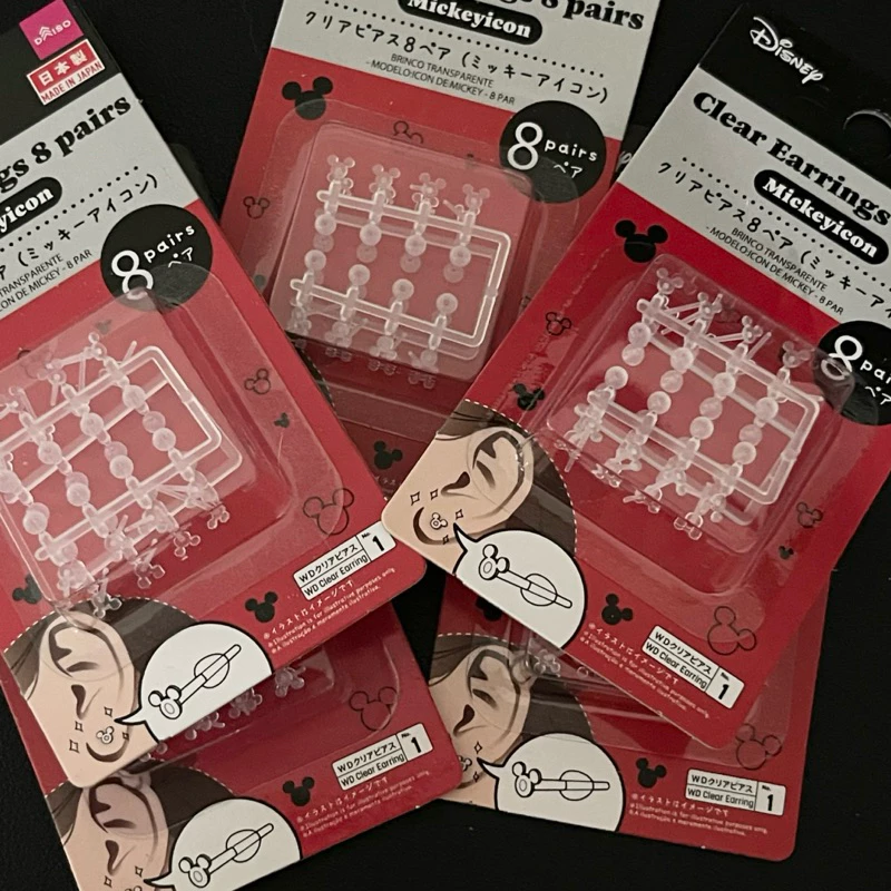 Clear Earing Mickey Mouse ต่างหูใสลายมิกกี้เมาส์ ดิสนี่ย์ 1เซตได้8คู่ คุ้มมม!! ไว้ใส่ในวันสบายๆ กันรูเจาะหูตัน แฟชั่น