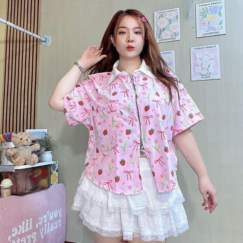 JIRA |เสื้อเชิ้ต แขนสั้น ผ้าไหมอิตาลีซิปรูดได้บนล่าง อกหน้าผ้า 52 นิ้ว วงแขน 24 นิ้ว ความยาว หน้า25นิ้ว หลัง23นิ้ว