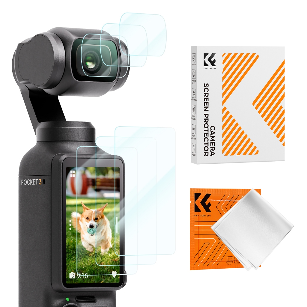 K&F CONCEPT DJI POCKET3 Body Screen Protector DJI POCKET3 Lens Screen Protector+Cleaning Cloth