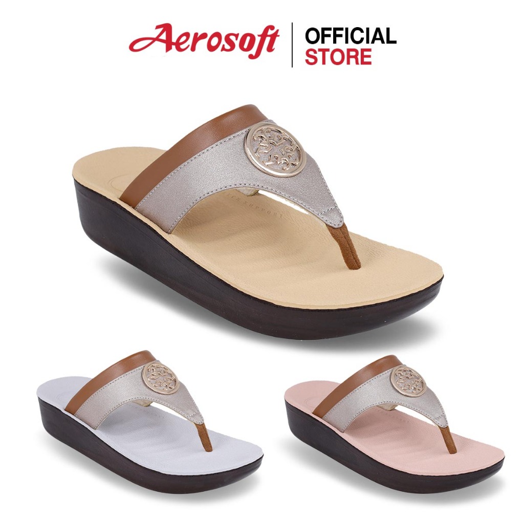 Aerosoft (แอโร่ซอฟ) รองเท้าแตะผู้หญิง แบบหนีบ นิ่มๆ เพื่อสุขภาพ รุ่น FW8393