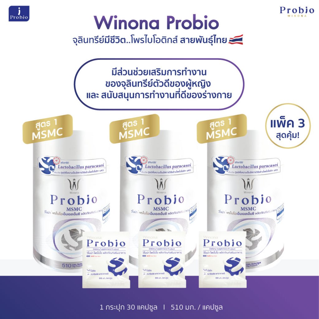 Winona Probio MSMC (สูตร1) 3 กระปุก จุลินทรีย์มีชีวิต โพรไบโอติกส์ สายพันธุ์ไทย