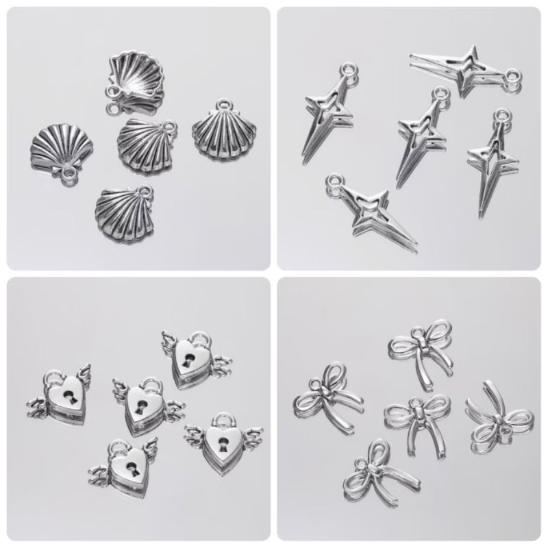 จี้ดาว/เปลือกหอย/โบว์/หัวใจ10ชิ้น อุปกรณ์เครื่องประดับDIY จี้กระเป๋ามือถือ งานแฮนด์เมด เครื่องประดับ DIY พร้อมส่งจากไทย