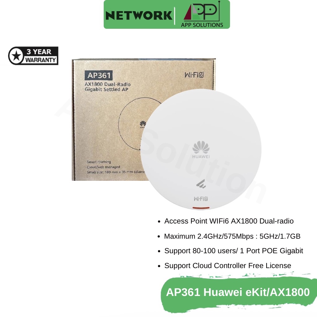 💥SALE💥HUAWEI Access Point AX1800 Wifi6/Free Cloud Control รุ่น AP361 eKIT(ประกัน3ปี)