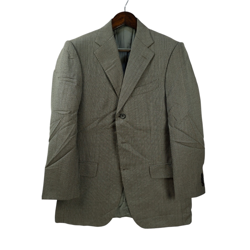 สูท Zegna อก41 ผ้าWool Silk สีเทา ลายStripe Japan Half Canvas สูทผู้ชาย สูทผู้หญิง สูทแบรนด์เนม