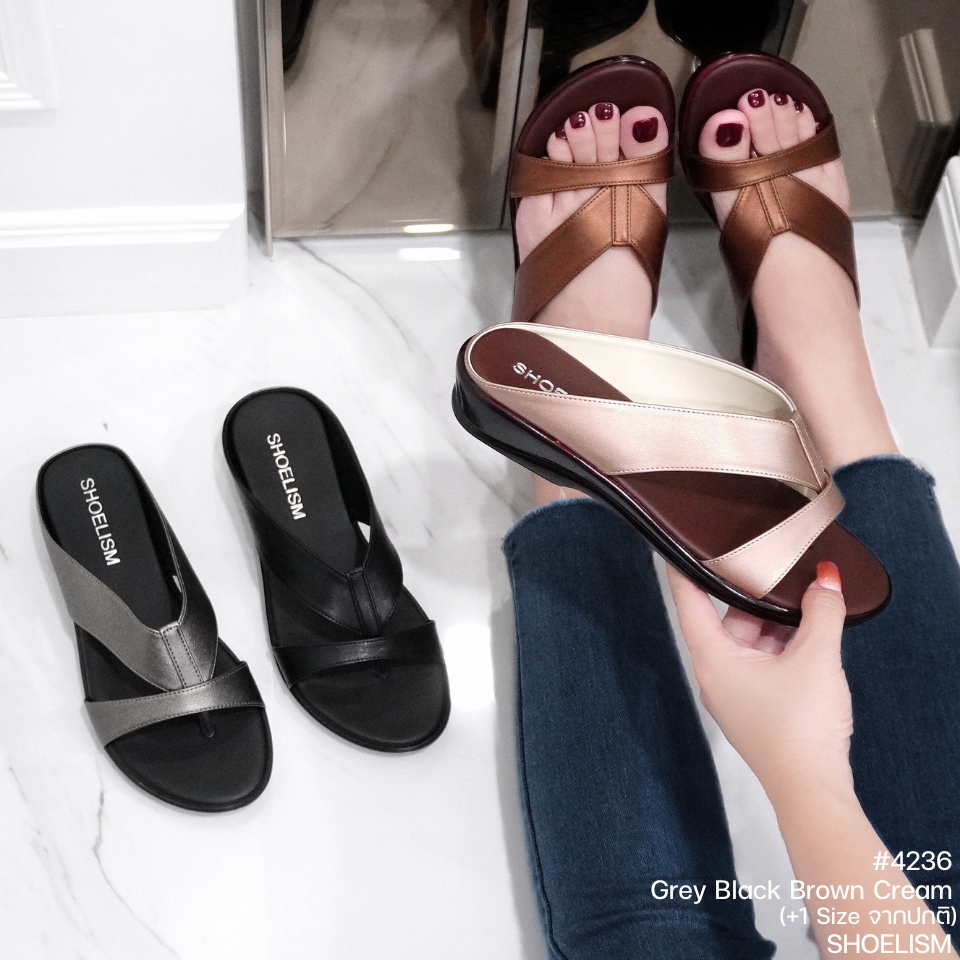#4236 #รองเท้าแตะลำลอง ดีไซน์เก๋ เก็บหน้าเท้าดูเรียวสวย SHOELISM
