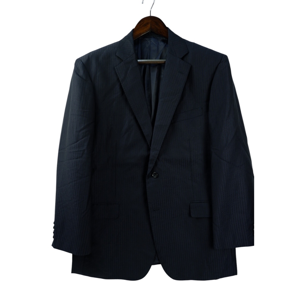 สูท Zegna อก47 ผ้าWool สีดำ Japan Full Canvas Pick Stitch สูทผู้ชาย สูทผู้หญิง สูทแบรนด์เนม