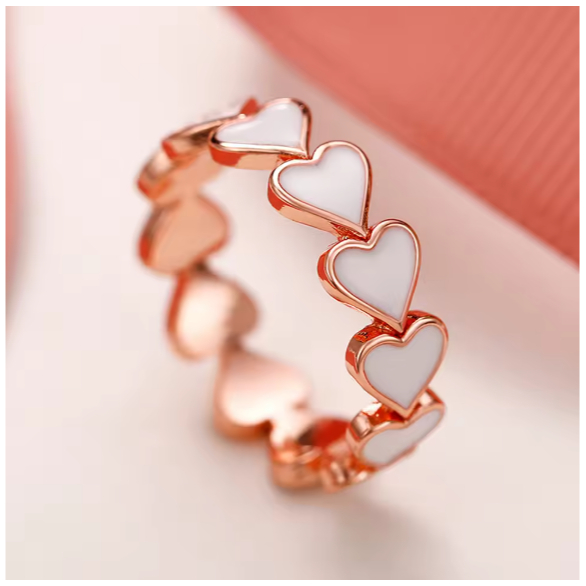 แหวนหัวใจล้อม 💍🌿 ทอง 18K โรสโกลด์ แหวนหัวใจสีขาว Rose Gold แหวนแห่งรักนิรันดร์