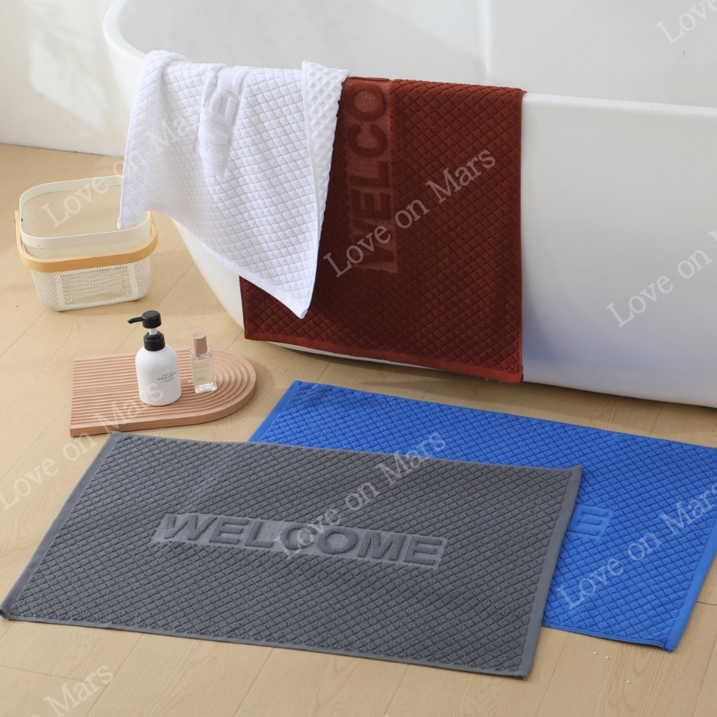 สินค้าพร้อมส่ง ผ้าเช็ดเท้า เกรดโรงแรม welcome ผ้าเช็ดเท้าcotton พรมเช็ดเท้า 50*80 Cm