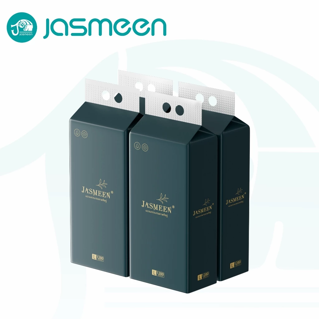 JASMEEN กระดาษชำระ ทิชชูแบบดึงแขวนได้ แบบยาว 1ห่อ 1280แผ่น กระดาษทิชชู หนา4ชั้น แบบดึง แขวนผนังได้ ดีลักซ์ คอมฟอร์ท
