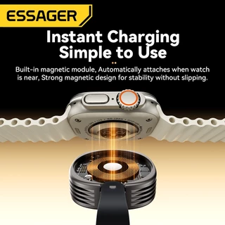 Essager แท่นชาร์จไร้สายสำหรับนาฬิกา Max 2.5W เข้ากันได้กับอะแดปเตอร์ iOS Type C SE รุ่นที่ 2 ถึง 9