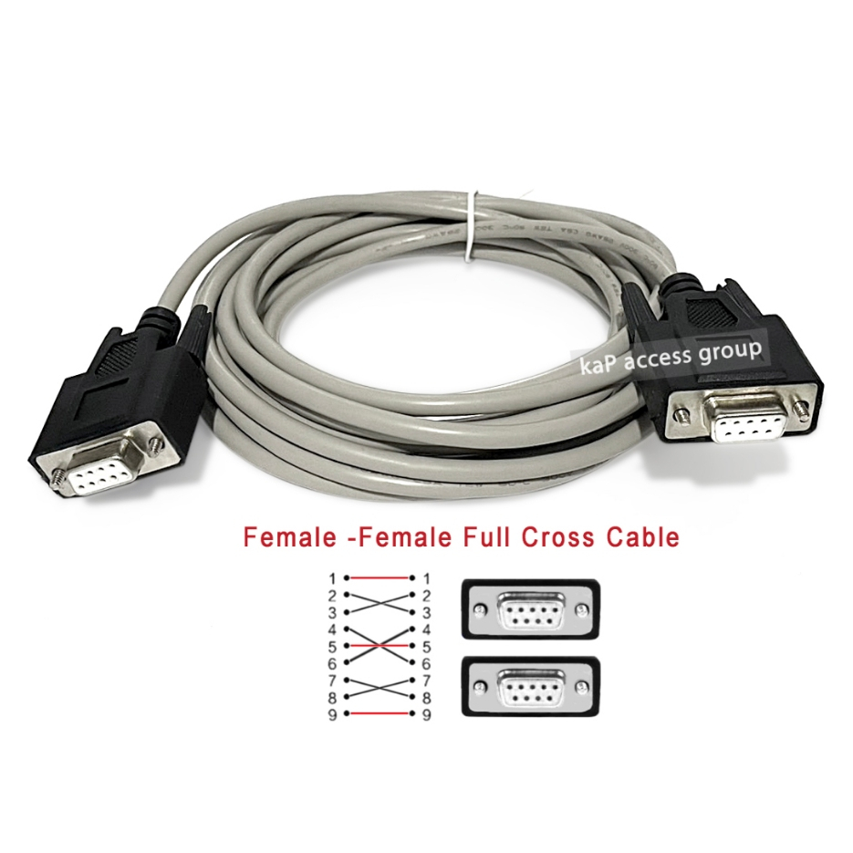 DB9 RS232 9 pin FULL CROSS ฟลูครอส สายไขว้ หัว เมีย เมีย Female cable ความยาว 4เมตร