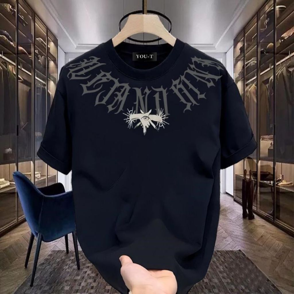 Y-T🕶️เสื้อยืดชาย วินเทจ แฟชั่น ผ้าฝ้าย 100% เสื้อยืดคอกลม สวมใส่สบาย OVERSIZE สกรีนลาย แนวสตรีท