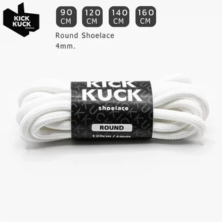 (แน่นละเอียด ไม่ย้วย ) เชือกรองเท้าสีขาว (Kickkuck) ทรงกลม สำหรับรองเท้ากีฬาและลำลอง 90,120,140,160cm.