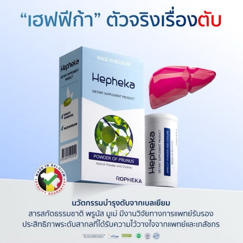 ล็อตใหม่ Hepheka เฮฟฟีก้า อาหารเสริมดูแลตับ ผลิตและนำเข้าจากประเทศเบลเยียม *ส่งฟรี