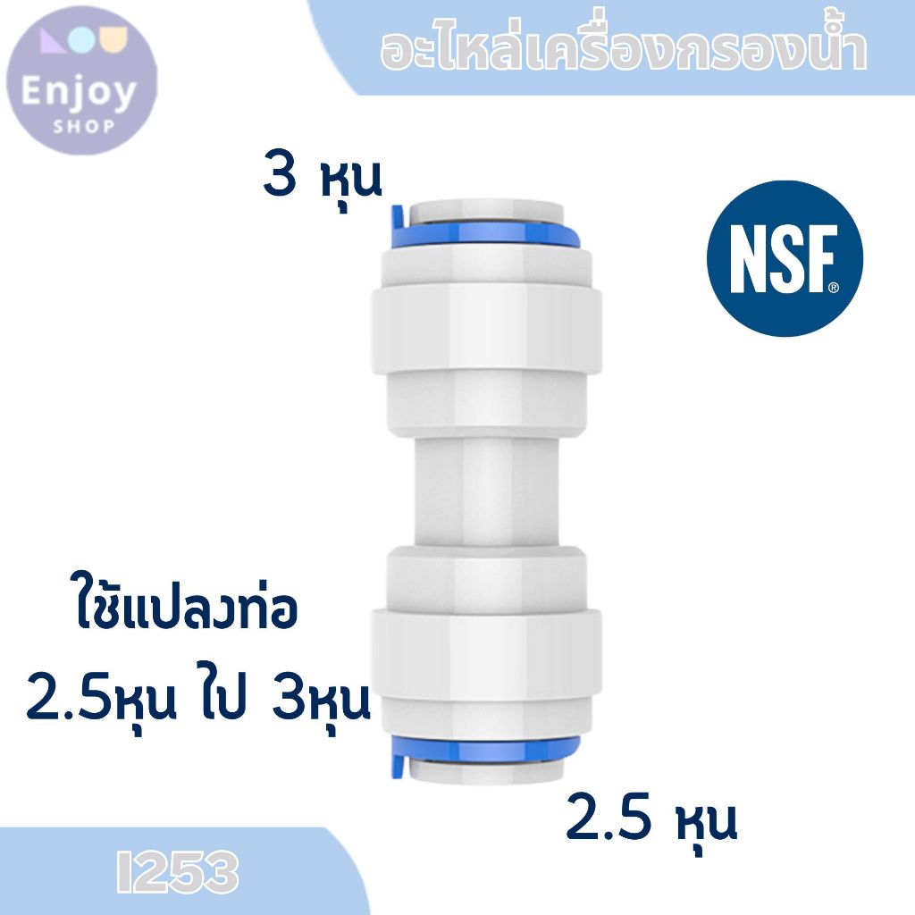 ข้อต่อตรง ข้อต่อแปลง เสียบสาย 2.5 หุน และ 3 หุน พลาสติก Food grade อะไหล่เครื่องกรองน้ำ (1ชิ้น)