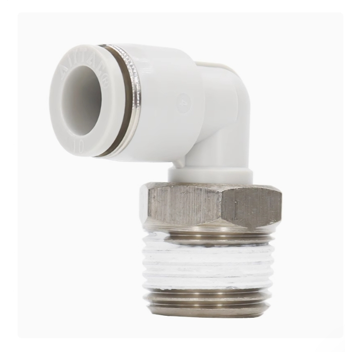 ข้อต่อลม Airtac(แอร์แทค) ข้อต่องอ 90 องศา PL802 เสียบสามลม 8 มิล เกลียว 1/4“