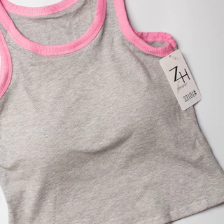 ZH.33101 เสื้อครอปกล้ามฟองน้ำในตัวงานผ้าร่องสำหรับผู้หญิง