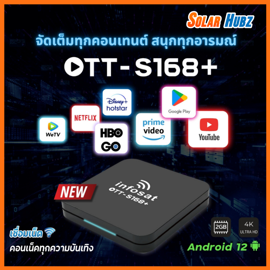 กล่องแอนดรอยด์ Android12 กล่อง TV S168+ ของ INFOSAT คมชัดระดับ 4K เชื่อมต่อบลูทูธได้