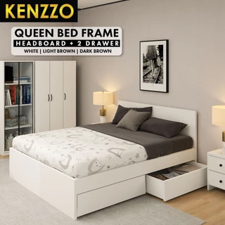 🚚พร้อมส่ง Kenzzo: Snow series เตียงนอน ฐานเตียง แบบมีหัวและไม่มีหัวมีลิ้นชัก ขนาด 5 ฟุต สไตล์มินิมอลคุณภาพดี(Queen size)