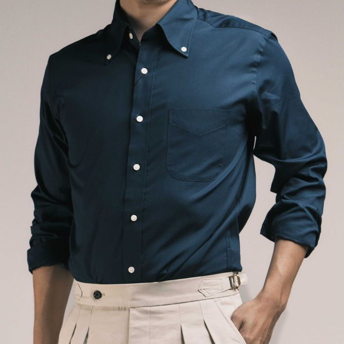 era-won ALTERNATIVE SHIRT - HIGHT ROLL BUTTON DOWN เสื้อเชิ้ตคอปก สี Navy