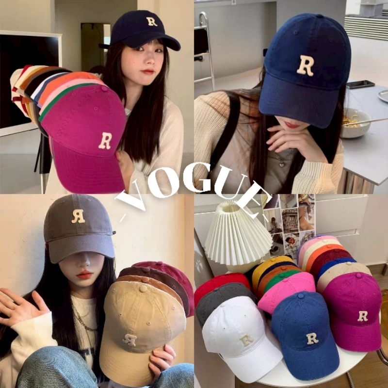 Vogue🌟พร้อมส่ง🌟 เกาหลีแฟชั่นผ้าฝ้ายปักตัวอักษรเบสบอลหมวกส่าห รับผู้หญิงผู้ชายคุณภาพสูงไหม่ (MK-4)