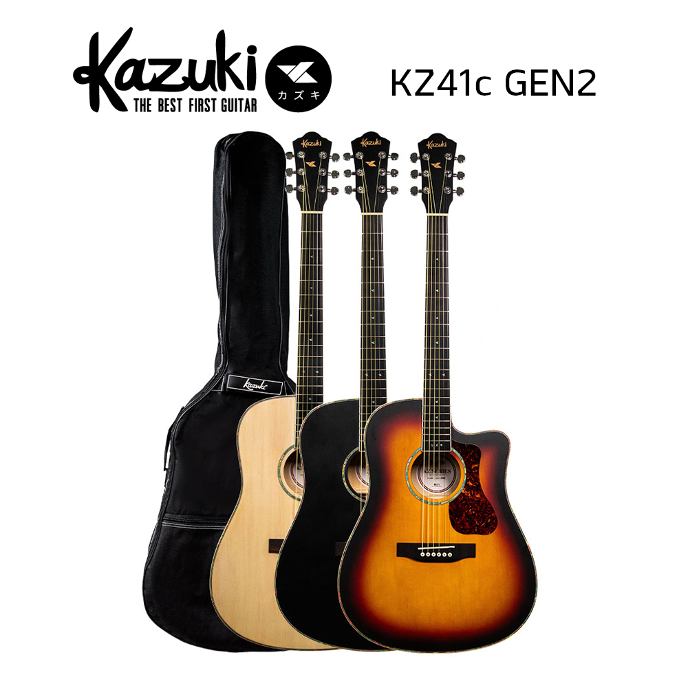 กีตาร์โปร่ง Kazuki KZ41C GEN2 41 นิ้ว รุ่นใหม่ล่าสุด งานเนียบกว่าเดิม