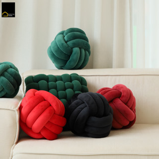 RENITA HOME หมอนถักทรงกลมผ้ากํามะหยี่ Knot Ball ตกแต่งห้องนั…