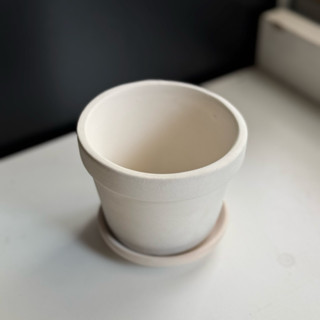 กระถางดินเผาขาว 4 นิ้ว พร้อมจานรอง