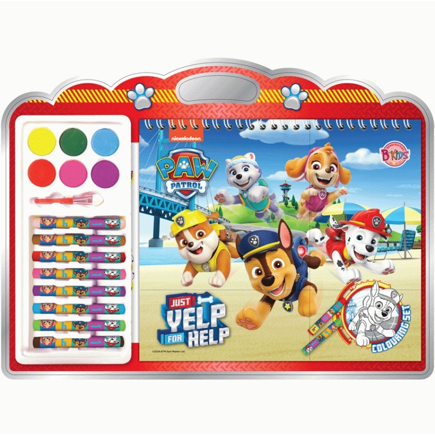 บงกช bongkoch หนังสือเด็ก PAW PATROL Colouring Set + สีน้ำและสีชอล์ก JUST YELP FOR HELP