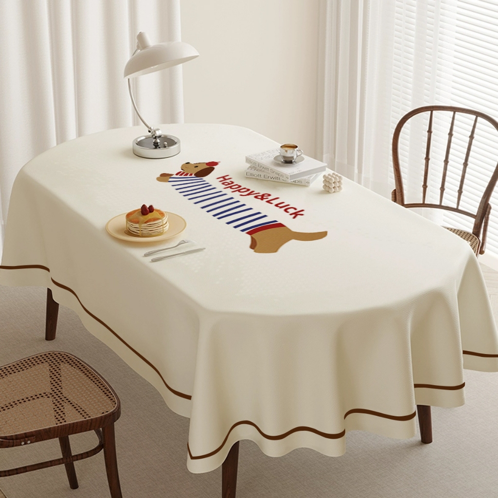 ผ้าปูโต๊ะ รูปไข่ ผ้าคลุมโต๊ะ PVCลายมินิมอล น่ารัก แบบกันน้ำกันน้ำมันและกันความร้อนได้ ทำความสะอาดง่าย - รูปที่ 3