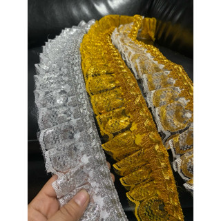 ระบายจีบ ลูกไม้ตกแต่ง ลูกไม้ระบายทำขอบพาน ลูกไม้ระบายจีบดิ้น…