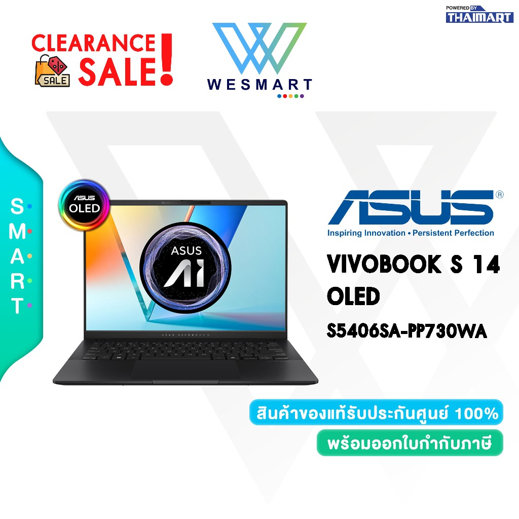 (Clearance) ASUS NOTEBOOK VIVOBOOK S 14 OLED S5406SA-PP730WA : DEMO สินค้าตัวโชว์/ประกันศูนย์ ASUS 3