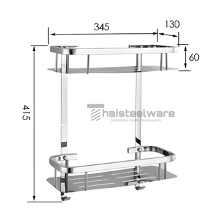 THAISTEELWARE ชั้นวางของติดผนัง ที่วางของ ที่วางแชมพู สแตนเลสแท้ เกรด 304 แบบ 2 ชั้น