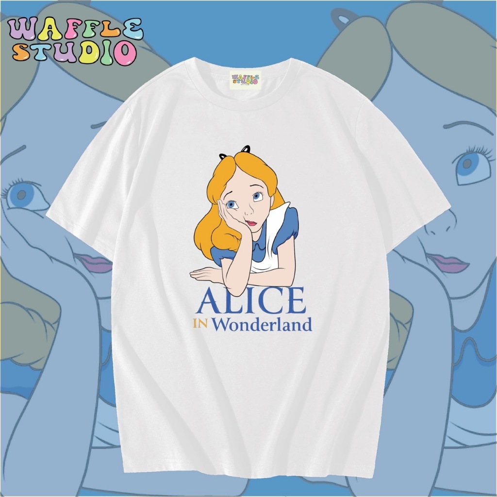 [ ส่งฟรี   ] WS0089 เสื้อยืดโอเวอร์ไซส์ เสื้อยืดเกาหลี ผ้าคอตตอน100% เสื้อยืด Alice in Wonderland อลิซ WAFFLE STUDIO – โปรปัง