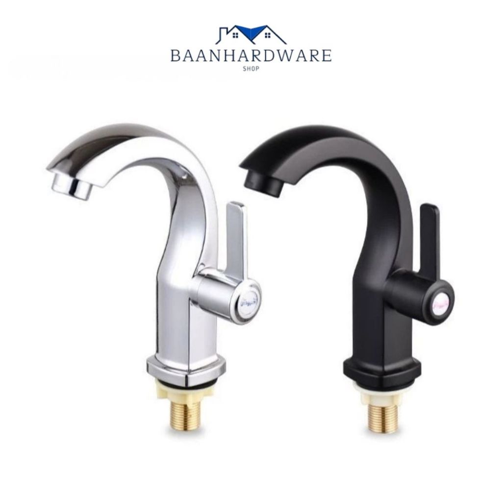 BAANHARDWARE ก๊อกน้ำอ่างล้างหน้าล้างมือ ก๊อกน้ำ อ่างล้างหน้า ทนทาน มันวาลว์ ไม่เป็นสนิ่ม สแตนเลส MA-A-009