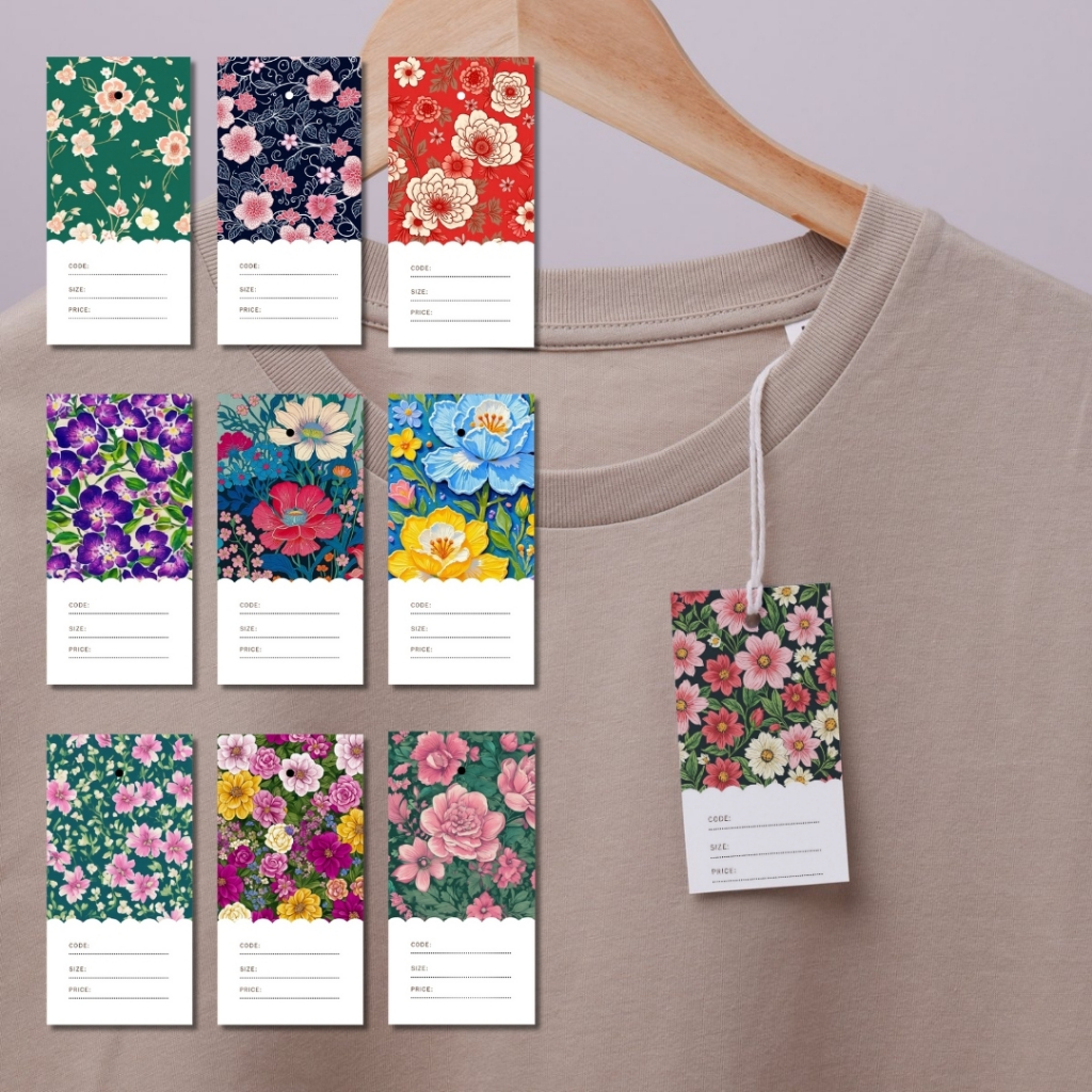 ป้ายแท็กแขวนเสื้อผ้า ลายดอกไม้สวยๆ ป้ายราคา Pricetag ห้อยเสื้อ ป้ายเสื้อ Tag