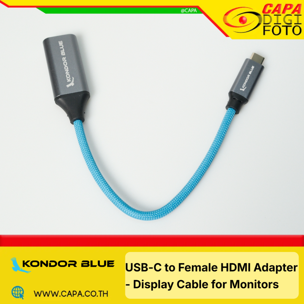 Kondor Blue - USB-C to Female HDMI Adapter - Display Cable for Monitors