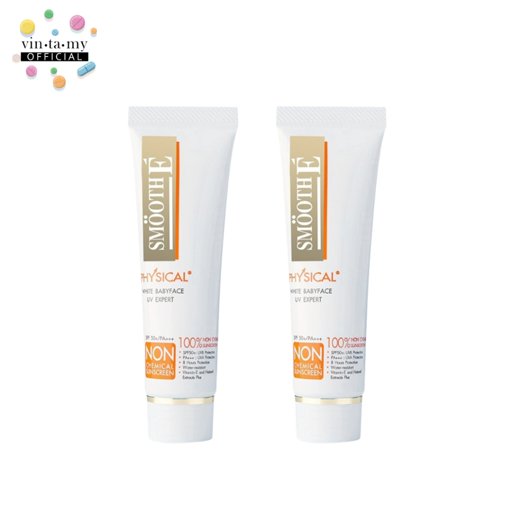 กันแดดไร้สารเคมี Smooth E(สมูท อี) Physical White Babyface SPF50+ PA+++ UV Expert ปริมาณสุทธิ 15 มล.