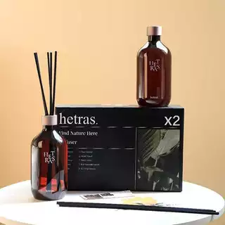 ก้านไม้หอม ปรับอากาศ ชุด Hetras (เฮทรัส) Reed Diffuser Pack 2 ชิ้น ขนาด 500มล.x2ขวด