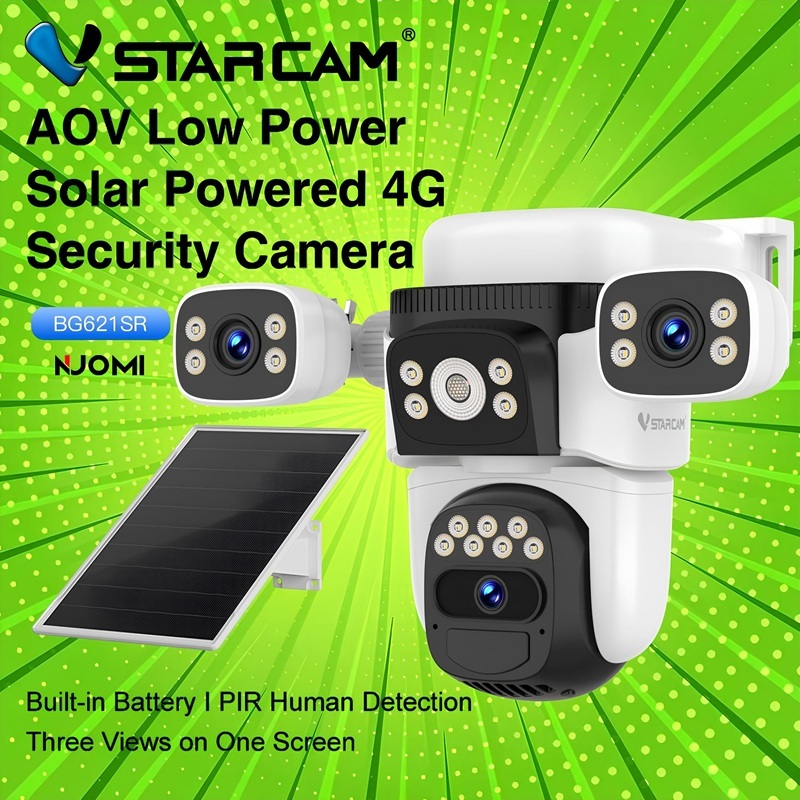 VSTARCAM BG621SR 4G LTE SIM SUPER HD 1296P 3MP x 3 เลนส์กล้อง กล้องวงจรปิดใส่ซิม + แผงโซล่าเซลล์
