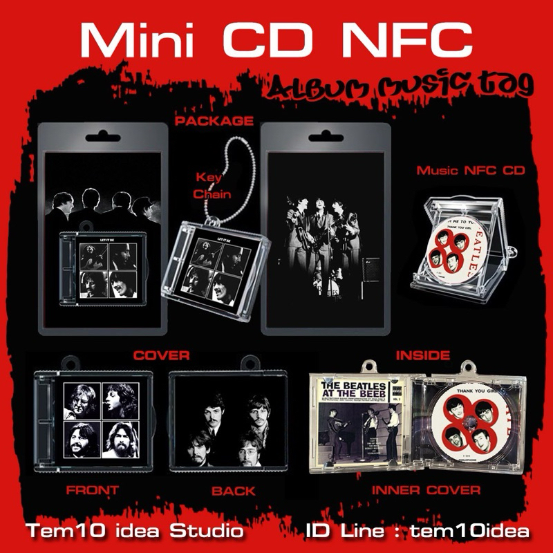 Mini CD NFC  : Albumtag : Keychain .ใส่รูป เพิ่มLinkเพลง สร้างอัลบั้มส่วนตัวได้ (ผลิตตามคิว1-3วัน)