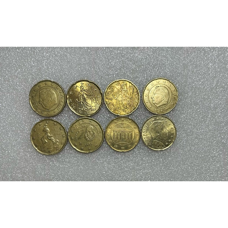 Set เหรียญต่างประเทศ เหรียญ 20 Euro Cent 8 เหรียญ ใช้แล้ว