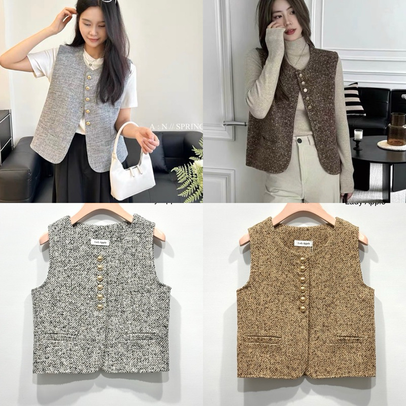 Lady Apple : เสื้อทวิตแต่งกระเป๋าพร้อมกับกระดุม 6 เม็ด